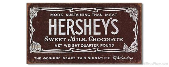 Bar wrapper for Hershey's Milk Chocolate bar. ca. 1912-1926